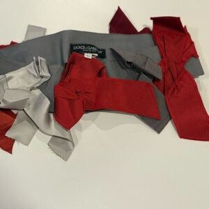 Dolce & Gabbana Red and Gray Tie with Silver Accents